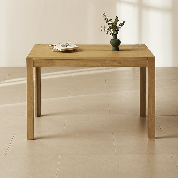 Mopio Logan Solid Wood 59" Dining Table, Modern Farmhouse Solid Rubberwood with light wire brush for Dining Room and Kitchen