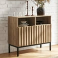 thumbnail image 1 of Mopio Norwin 2-Door Storage Accent Cabinet, Industrial Farmhouse Sideboard, Metal Legs (Riviera Oak), 1 of 8