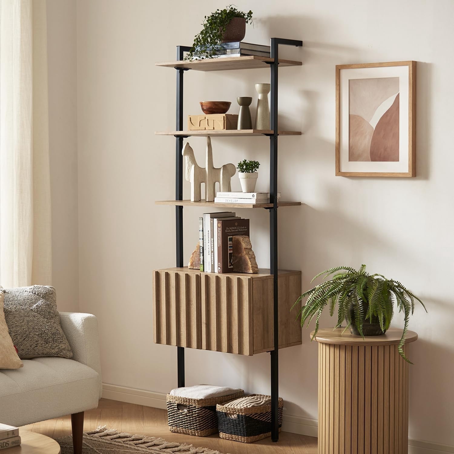 Mopio Norwin 3-Tier Ladder Book Shelf with Storage