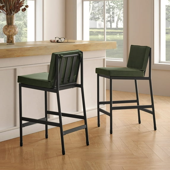 Mopio Odelia Counter Chair Set of 2 Olive Green Velvet