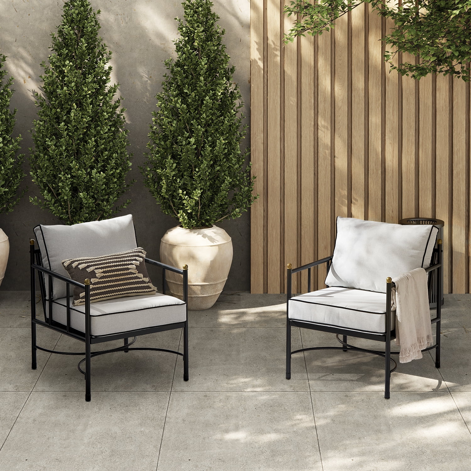 black metal outdoor club chairs