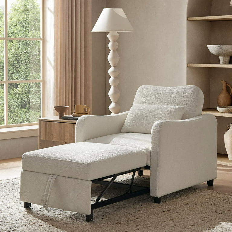 Mopio Sophie 4 in 1 Convertible Sleeper Chair Bed Accent Chair Armchair Chaise Lounge Comfy Reading Chair Pull Out Bed with Adjustable Backrest