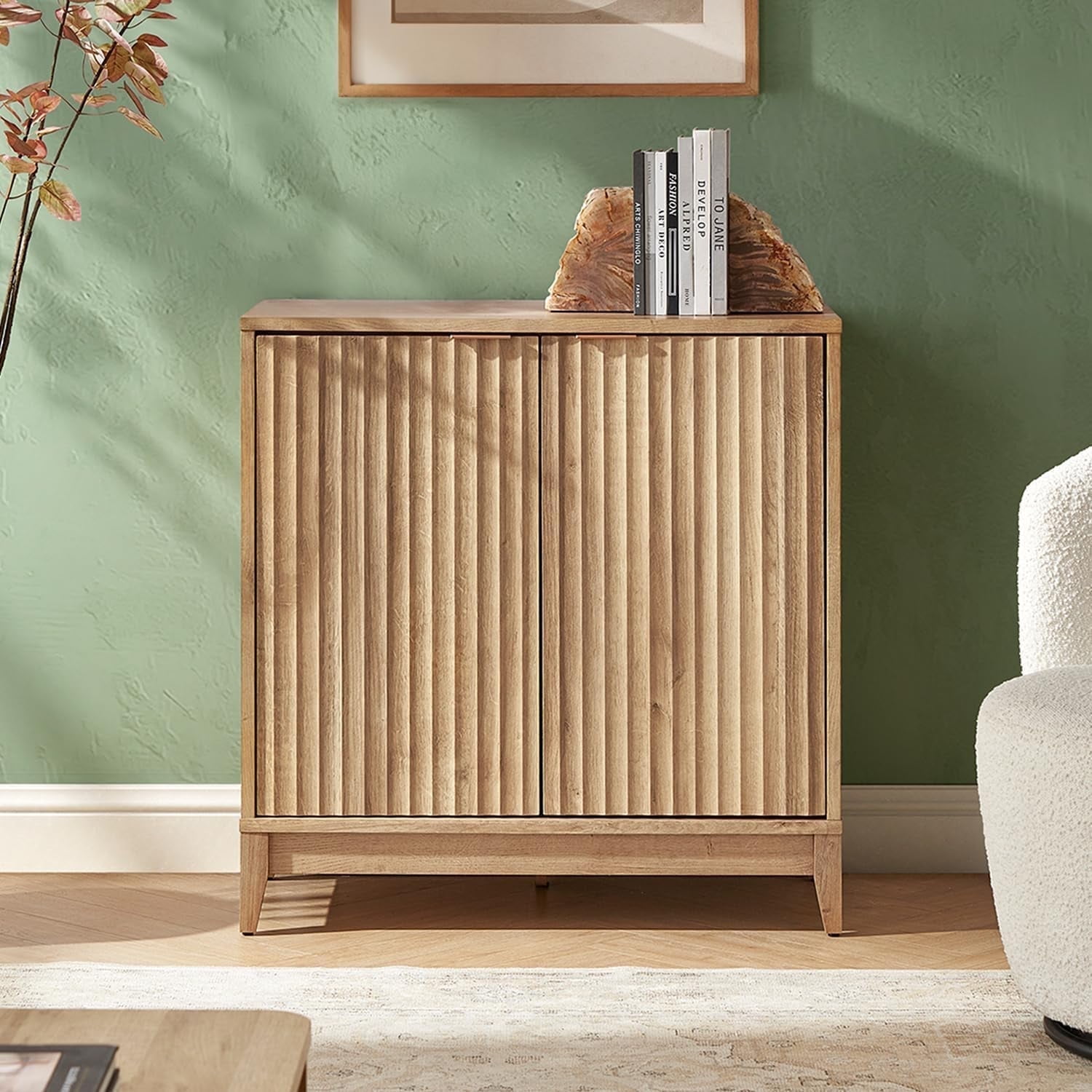 Mopio Brooklyn Oak Storage Cabinet, Modern Fluted Panel Design Mopio Brooklyn Oak Storage Cabinet, Modern Fluted Panel Design