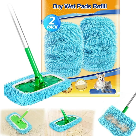 Mopmate Reusable Mop Pads, Artisticto Reusable Mop Pads, (2/4/6/8pc) Washable Microfiber Chenille Mop Replacement Covers for Multi Floor Surface Wet & Dry Cleaning