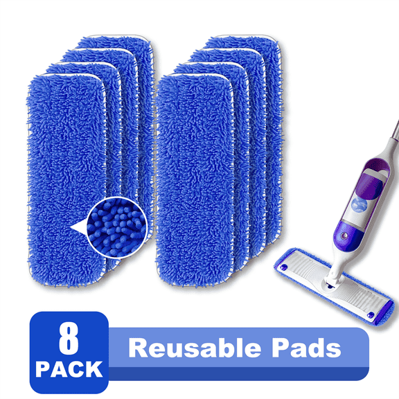 Reusable Power Mop Refill for Power Mop, Multi-Surface & Wood Mopping Pad Refil for Floor Cleaning - Washable Microfiber Pad, 8 Pack