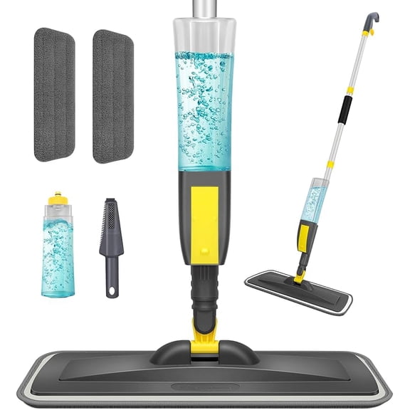 Mops for Floor Cleaning, Spray Mop with 400ml Refillable Bottle and 2 Replacement Pads Dry Wet for Household or Commercial Use Dust Mop for Hardwood Laminate Tile Ceramic