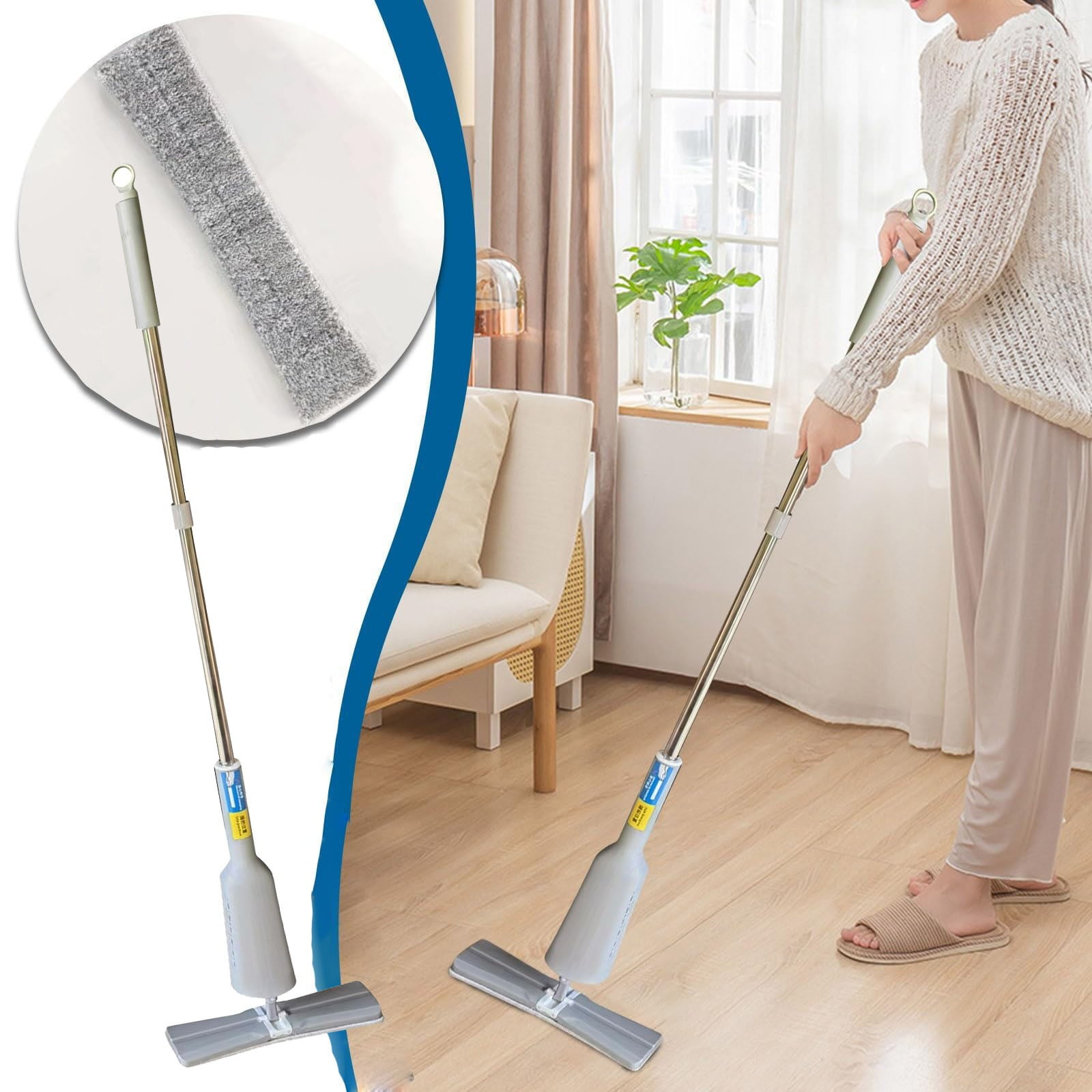 Mops For Floor Cleaning Wet & Dry Dual Purpose Suction Mop With 360 ° Strong Self Squeezing