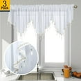 thumbnail image 1 of Moqsnm 3 Piece Beaded Triangle Sheer Valance Curtains for Windows Kitchen Living Room Bathroom Bedroom Voile Sheer Rod Pocket Short Window Valance Curtains (White,51"x24"), 1 of 8