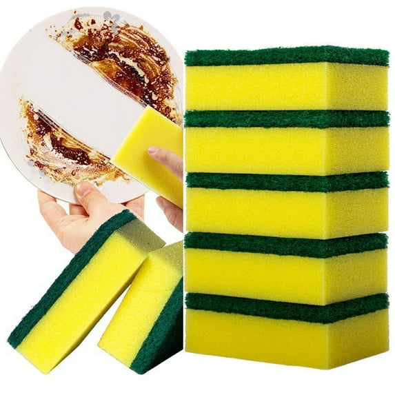 Moqsnm 5 Pack Dish Sponge for Kitchen, Sponges for Dishes, Sponges Kitchen, Cleaning Sponge, Dual Sided Scrub Heavy Duty, Non Scratch Sponges Perfect for Dishwashing and Household Cleaning