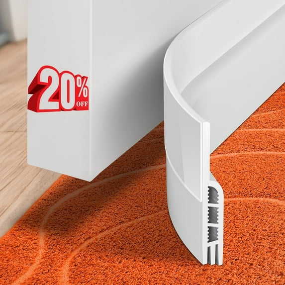Moqsnm Door Draft Stopper, Under Door Sweep for Exterior & Interior Doors, Weather Stripping Door Seal, Garage Window Blocker Noise Cold Air Insulation, Draft Guard White 37"