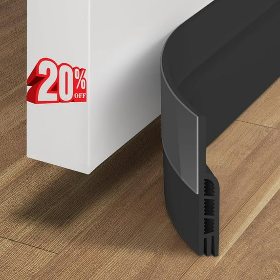 Moqsnm Door Draft Stopper Under Door Draft Blocker Insulator Door Sweep Weather Stripping Noise Stopper Strong Adhesive 39'' Length, Black