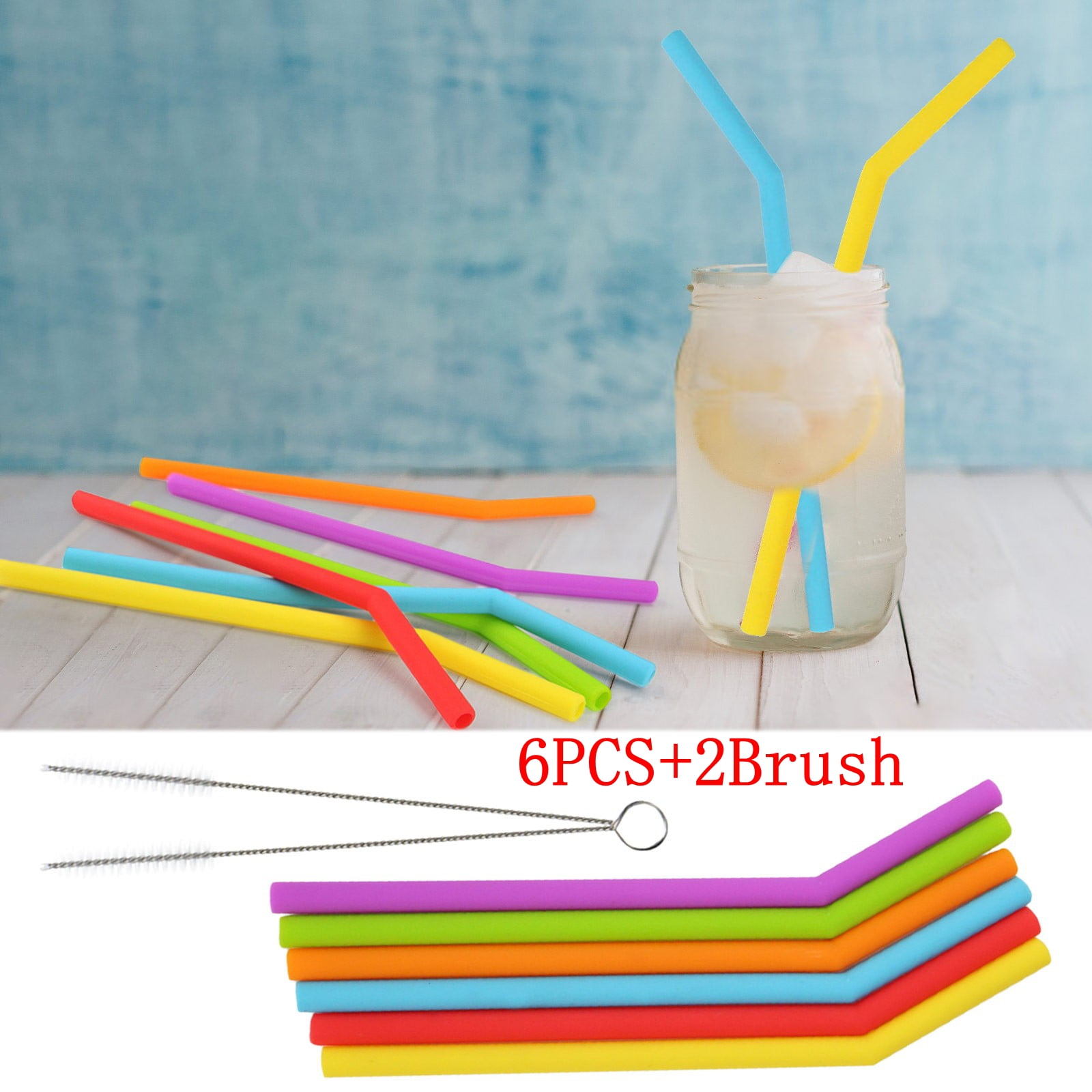 Moqsnm Reusable Silicone Straws, Long Flexible Silicone Drinking Straws ...
