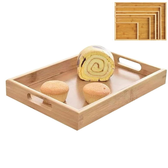 Moqsnm Tray Household Tea Cup Tea Tray Wooden Hotel Restaurant Tray Bread Barbecue Tray
