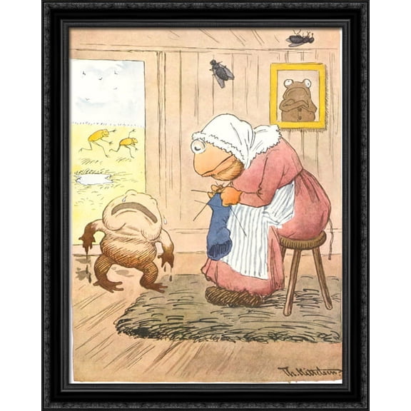 Mor Mor Det Gjoer Saa Vondt Aa Loepe 28x34 Large Black Ornate Wood Framed Canvas Art by Theodor Severin Kittelsen