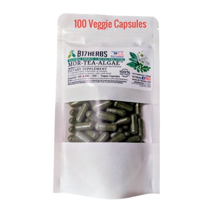 Mor-Tea-Algae Hand Blended Veggie Capsules with Moringa, Matcha Green Tea, Spirulina & Chlorella, 500mg, 100 Capsules