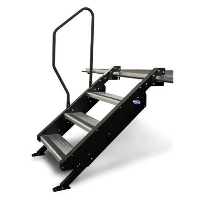 MorRyde STP224 3 Step Top Mounted Patio Entry Step, Black & Aluminum ...