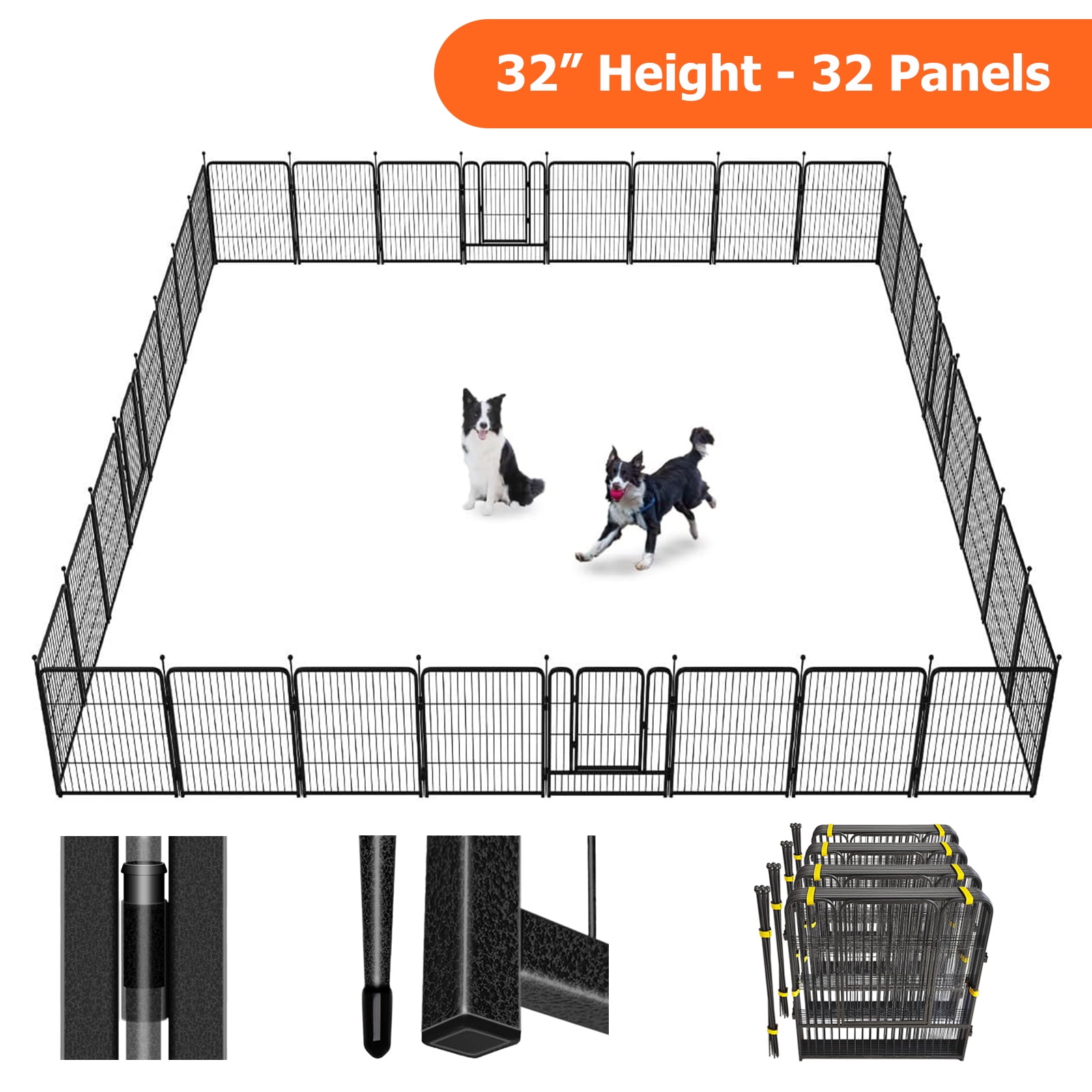 MorScan Dog Playpen 32" Height 32 Panels Foldable Pet Fence, Outdoor