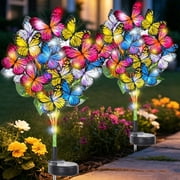 MorTime 2 Pack Solar Garden Lights, Waterproof Outdoor Garden Lights with 98 LED 34 Butterfly for Patio Garden Backyard Holiday Yard Party Wedding Outdoor Decor, Gifts for Mom Women