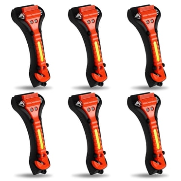 Safe Pro X 6-in-1 Safety Hammer And Seat Belt Cutter Keychain Window Breaker For Car Mini Escape Tool Multitool Multi-Function Emergency Survival Hammer Black Seatbelt Cutter