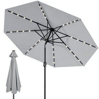 blue wave patio umbrellas UV Resistant & White Striped 9' Auto Tilt Outdoor Umbrella – The Well Appointed House Patio Umbrella Testing Color:army green Fiberlite Las Olas Umbrella type:snow-skis