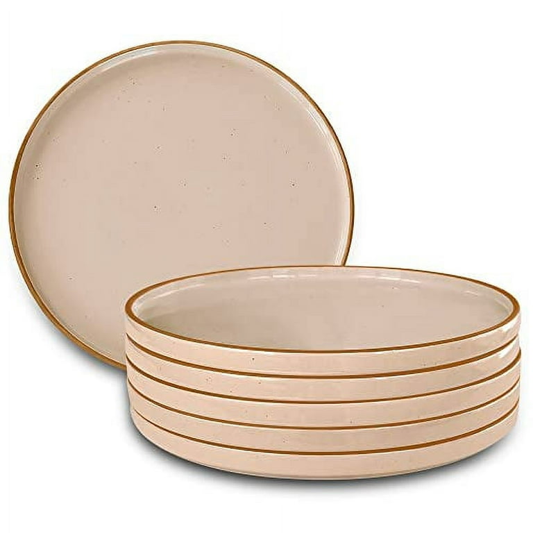 Mora Ceramic Flat Dinner Plates Set of 6, 10.5 in High Edge Dish