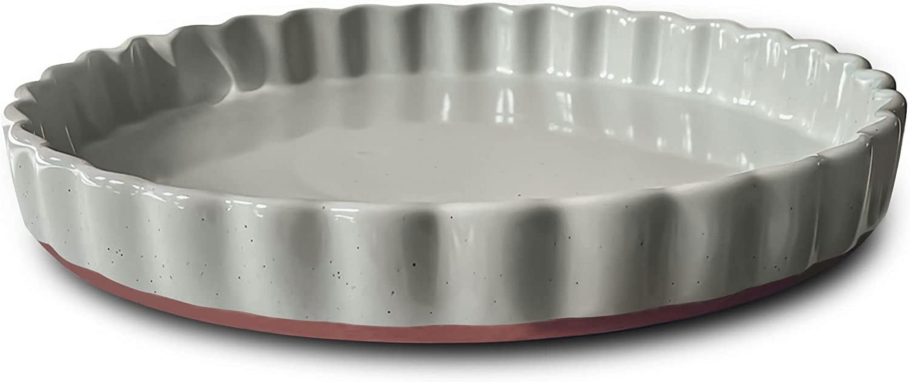 Mora Ceramic Tart Pan, 9.5 Inch Large Porcelain Baking Dish for Tarts