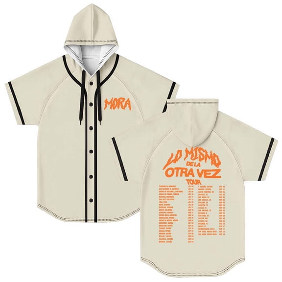 Mora Lo Mismo De La Otra Vez Tour 2025 Merch Hooded Baseball Jersey Short Sleeve Shirt Women Men Crewneck Casual Tee