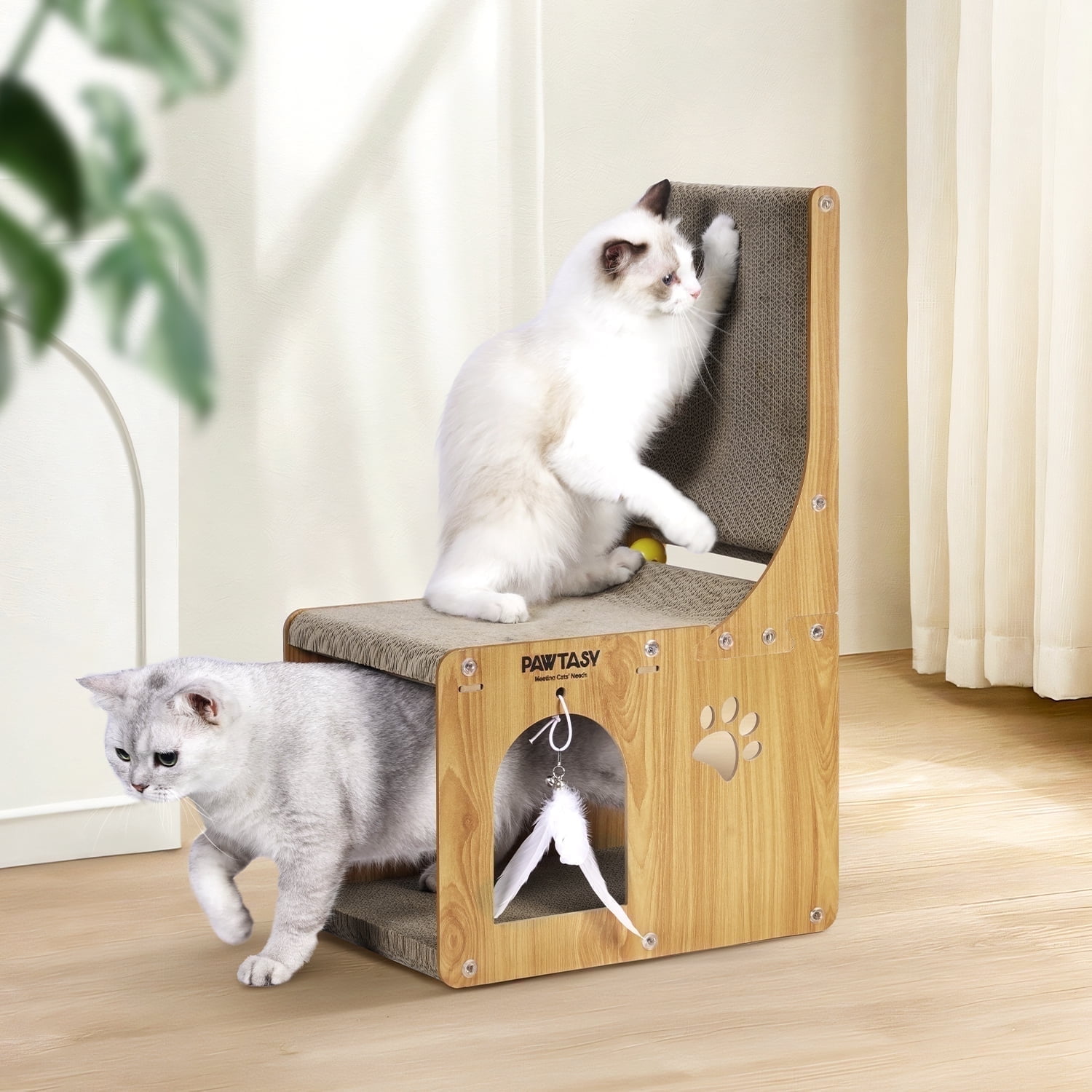 Cat Scratcher Cat House for Indoor Cats L Shaped Cat Scratching