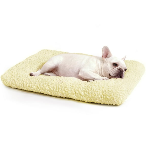 Cute Dog Bed Comfy Dog Crate Beds , Plush Pet Sleeping Mat Washable Pets Mattress Anti-Slip, All-Season Comfort for Small Medium Large Dogs,29" x 21",Yellow