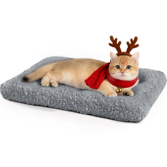 Cute Dog Bed Comfy Dog Crate Beds , Plush Pet Sleeping Mat Washable Pets Mattress Anti-Slip, All-Season Comfort for Small Medium Large Dogs,23" x 18",Gray