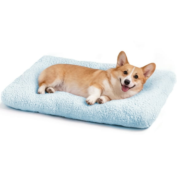 Cute Dog Bed Comfy Dog Crate Beds , Plush Pet Sleeping Mat Washable Pets Mattress Anti-Slip, All-Season Comfort for Small Medium Large Dogs,35" x 23",Blue