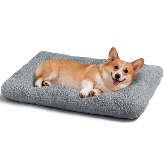 Cute Dog Bed Comfy Dog Crate Beds , Plush Pet Sleeping Mat Washable Pets Mattress Anti-Slip, All-Season Comfort for Small Medium Large Dogs,35" x 23",Gray