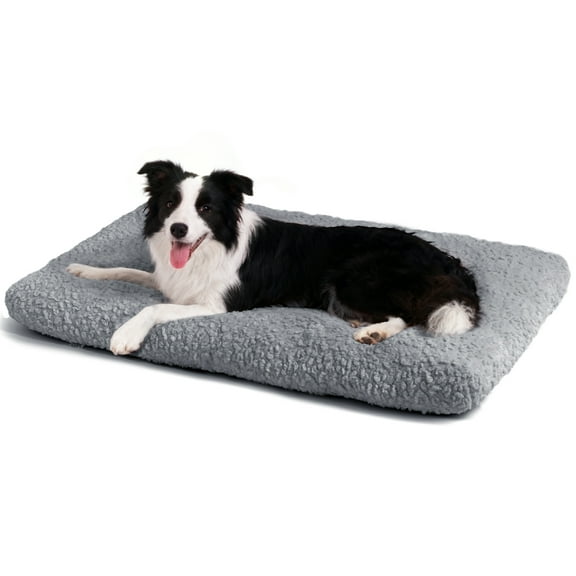 Cute Dog Bed Comfy Dog Crate Beds , Plush Pet Sleeping Mat Washable Pets Mattress Anti-Slip, All-Season Comfort for Small Medium Large Dogs,41" x 27",Gray