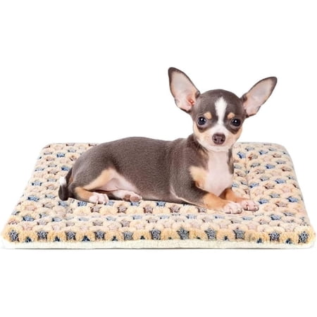 Dog Crate Mats with Cute Star Pattern Washable Pet Bed for Large Dogs Cozy Reversible Dog Crate Bed, Brown, 22*12