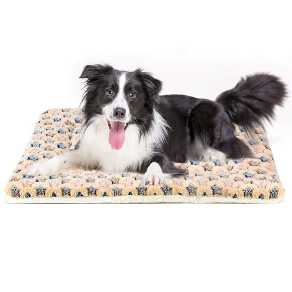 Dog Crate Mats with Cute Star Pattern Washable Pet Bed for Large Dogs Cozy Reversible Dog Crate Bed, Brown, 35*22.8