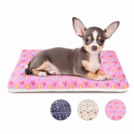 Dog Crate Mats with Cute Star Pattern Washable Pet Bed for Large Dogs Cozy Reversible Dog Crate Bed, Pink, 22*12