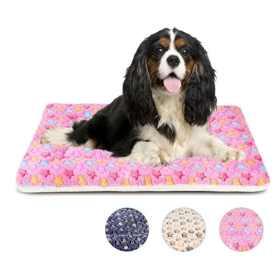 Dog Crate Mats with Cute Star Pattern Washable Pet Bed for Large Dogs Cozy Reversible Dog Crate Bed, Pink, 29*19.5