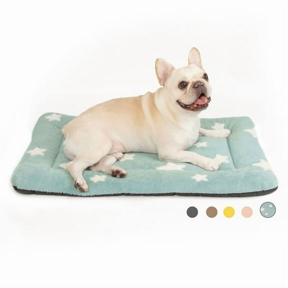 Dog Crate Mats with Non Slip Bottom Washable Dog Bed for Cage Soft Dog Crate Pad with Star Pattern, Blue, 30*19