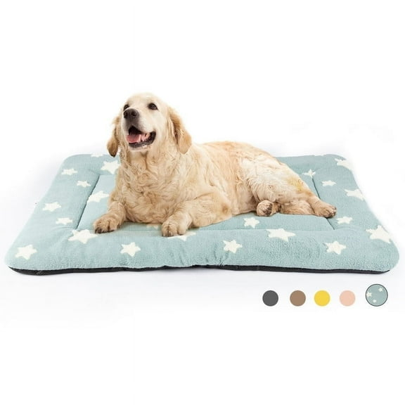 Dog Crate Mats with Non Slip Bottom Washable Dog Bed for Cage Soft Dog Crate Pad with Star Pattern, Blue, 42*27