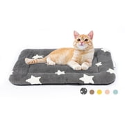 Dog Crate Mats with Non Slip Bottom Washable Dog Bed for Cage Soft Dog Crate Pad with Star Pattern, Gray, 22*13