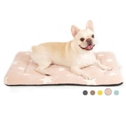 Dog Crate Mats with Non Slip Bottom Washable Dog Bed for Cage Soft Dog Crate Pad with Star Pattern, Pink, 30*19
