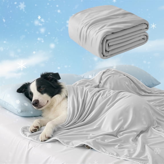 Cooling Dog Blanket Q-MAX 0.5+ Washable Cold Pet Blankets for Large Dogs Self Cooling Mat for Summer 40x80 Grey