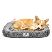 Self Warming Bolster Cat Bed with Anti-Slip Bottom, Fluffy Self Heating Indoor Cat Bed Mattress Thermal Pet Pad with Removable Cover, 22*20