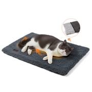 Self Warming Cat Bed for Indoor Cats Fluffy Self Heating Pet Pad with Removable Washable Cover Non Slip Dog Bed for Small Dogs, Dark Gray, 24*18