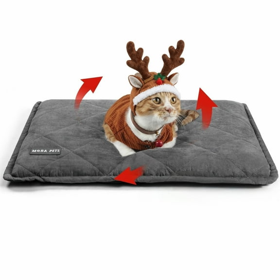 Self Warming Cat Bed Washable Cover And Non Slip Bottom Self Heating Pet Pad for Cats And Small dogs, Gray, 24inch