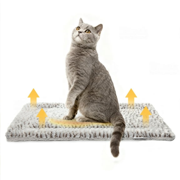 Self Warming Cat Bed for Indoor Cats Reversible Self Heating Pet Pad for Small Dog Washable Fluffy Thermal Pet Bed, 22*17