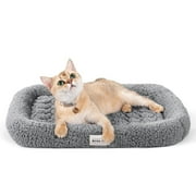 Mora Pets Self Warming Bolster Cat Bed with Anti-Slip Bottom, Fluffy Self Heating Indoor Cat Bed Mattress Thermal Pet Pad with Removable Cover, 19*17