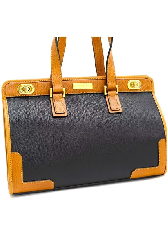 Turn Lock Handbag Handmade Genuine Leather Black