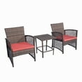 thumbnail image 1 of HILLROAD 3-Piece Woven Rattan Wicker Seating Set, Coffee/Orange, 1 of 13