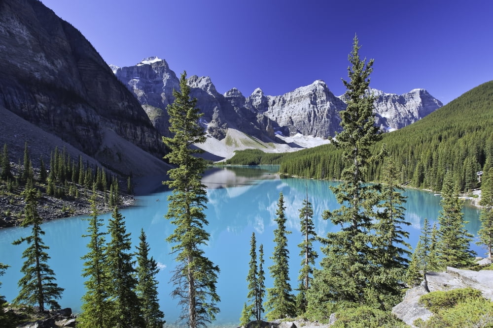 Moraine Lake And Valley Of The Ten Peaks Banff National Park Alberta Canvas Art - Ken Gillespie Design Pics (34 x 22)